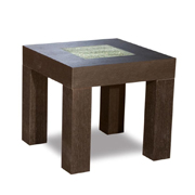 Square End Table with Crackled Glass Inset