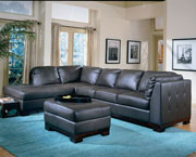 Tufton Chocolate All Leather Sectional Living Room Set