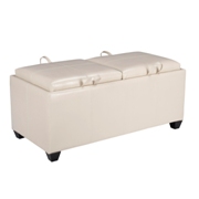 Metro Storage Dual Cushions Trays Ottoman Cream