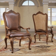 Upholstered Back Arm Dining Chair-Villa Cortina-Leather