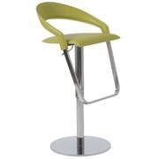 Narisa Leather Adjustable Barstool-Green-Chrome