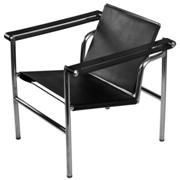 Suzie Leatherette Lounge-Black-Stainless