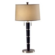 2 Light Konico Table Lamp-Dark Brown Wood