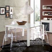 Fashion Dining Table-White-White Glass