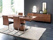 Vita/Jeff/Verve Dining Set-Walnut-Torero Black-Four Dining Chairs Included-Sideboard Included