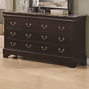 Louis Philippe 6 Drawer Dresser with Immitation Marble Top