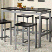 Atlus Counter Height Silver Metal Table with  Stools