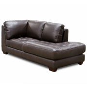 Right Facing All Leather Tufted Seat Chaise