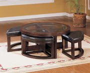 Brussel Round Cocktail Table with Ottomans