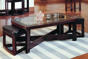 Brussel Rectangular Cocktail Table with Ottomans