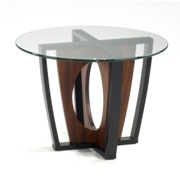 Decca Round Glass Top End Table Espresso