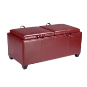 Metro Storage Dual Cushions Trays Ottoman Crimsonn Red