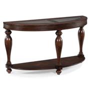 Aubrey Wood and Glass Demilune Sofa Table