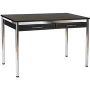 Ledah Leather Desk-Black-Chrome