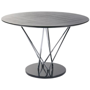 Stockholm Round Dining Table-Black-Ebony-Chrome