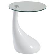 Jill Side Table-White-Clear