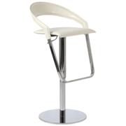 Narisa Leather Adjustable Barstool-White-Chrome