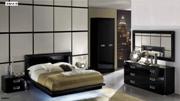 LA Star High Gloss Black Lacquer Bedroom Set