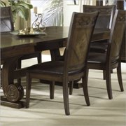 Villa Madrid Leather Dining Side Chair in Dusk Brown Finish