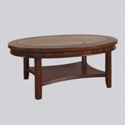 Oval Rhythm Wood Top Cocktail Table in Burnished Rum