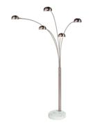 5 Light Mushroom Arc Floor Lamp-Brushed Nickel-Marble