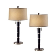 2 Light Konico Table Lamp-Dark Brown Wood