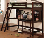 Workstation Loft Bed - Cappuccino Finish