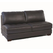 Armless All Leather Tufted Seat Loveseat