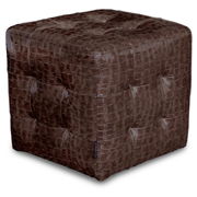 Zen Collection Crocodile Pattern Vinyl Tufted Cube Accent Ottoman