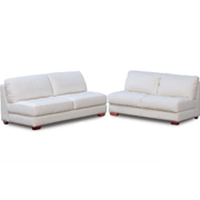 Zen Collection Armless All Leather Tufted Seat Sofa and Loveseat