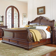 Verona Sleigh Bed-Warm Hazelnut with Gold Leaf Accents