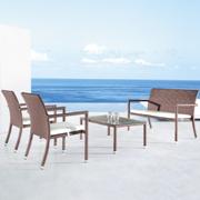 ESF Brown Patio Lounge Set-Long Sofa, Single Sofa and Coffee Table