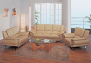 Cappuccino leather modern sofa set