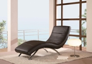 Modern Black Leather Chaise