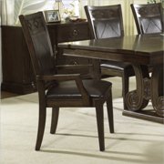 Villa Madrid Leather Dining Arm Chair in Dusk Brown Finish