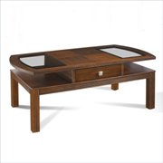 Gracious Living Oval Wood and Glass Cocktail Table in Dark Walnut