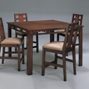 5 piece Enchantment Bar Table Dining Set-Natural Walnut