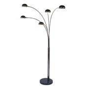 5 Light Mushroom Arc Floor Lamp-Black Nickel-Marble