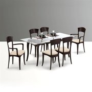 Antares/Giusy Rectangular Dining Set-Wenge-Four Side Chairs Included-Two Arm Chairs Included