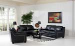 Finely Leather Living Room Set in Black 