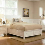 Sandy Beach Sleigh Bed with Footboard Storage