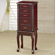 Jewelry Armoires Traditional Queen Anne Style Jewelry Armoire in Cherry