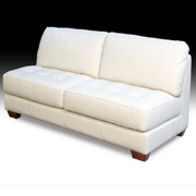 Armless All Leather Tufted Seat Loveseat