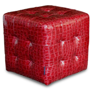 Zen Collection Crocodile Pattern Vinyl Tufted Cube Accent Ottoman