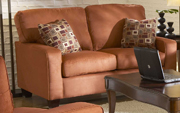 Newbury Coral Red Microfiber Loveseat