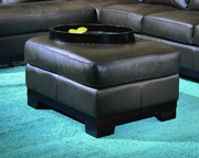 Tufton Black All Leather Ottoman