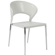 Moira Leather Stacking Chair-White-Chrome