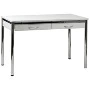 Ledah Leather Desk-White-Chrome