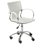 Vinnie Leather Office Chair-White-Chrome