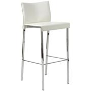 Riley Leather Barstool-White-Chrome